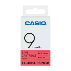 Casio 9 mm x 8 m Black On Red Label Printer Tape