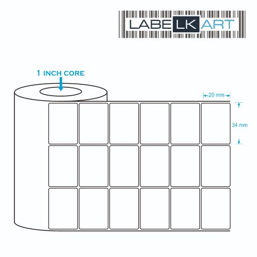 34mm x 20mm Direct Thermal Label Rolls